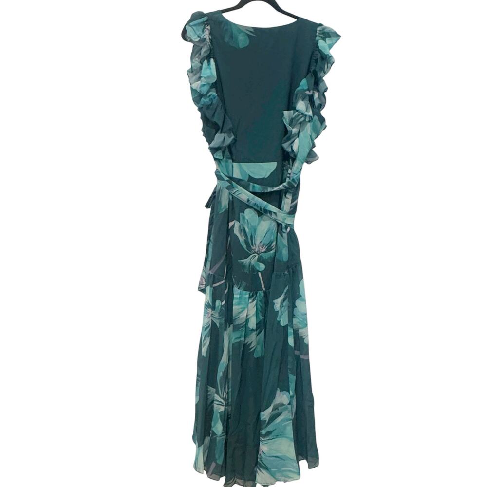 Hutch Women's Floral V-Neck Beck Maxi Wrap Dress Cap Sleeves Green Size XL NWT - Picture 6 of 12